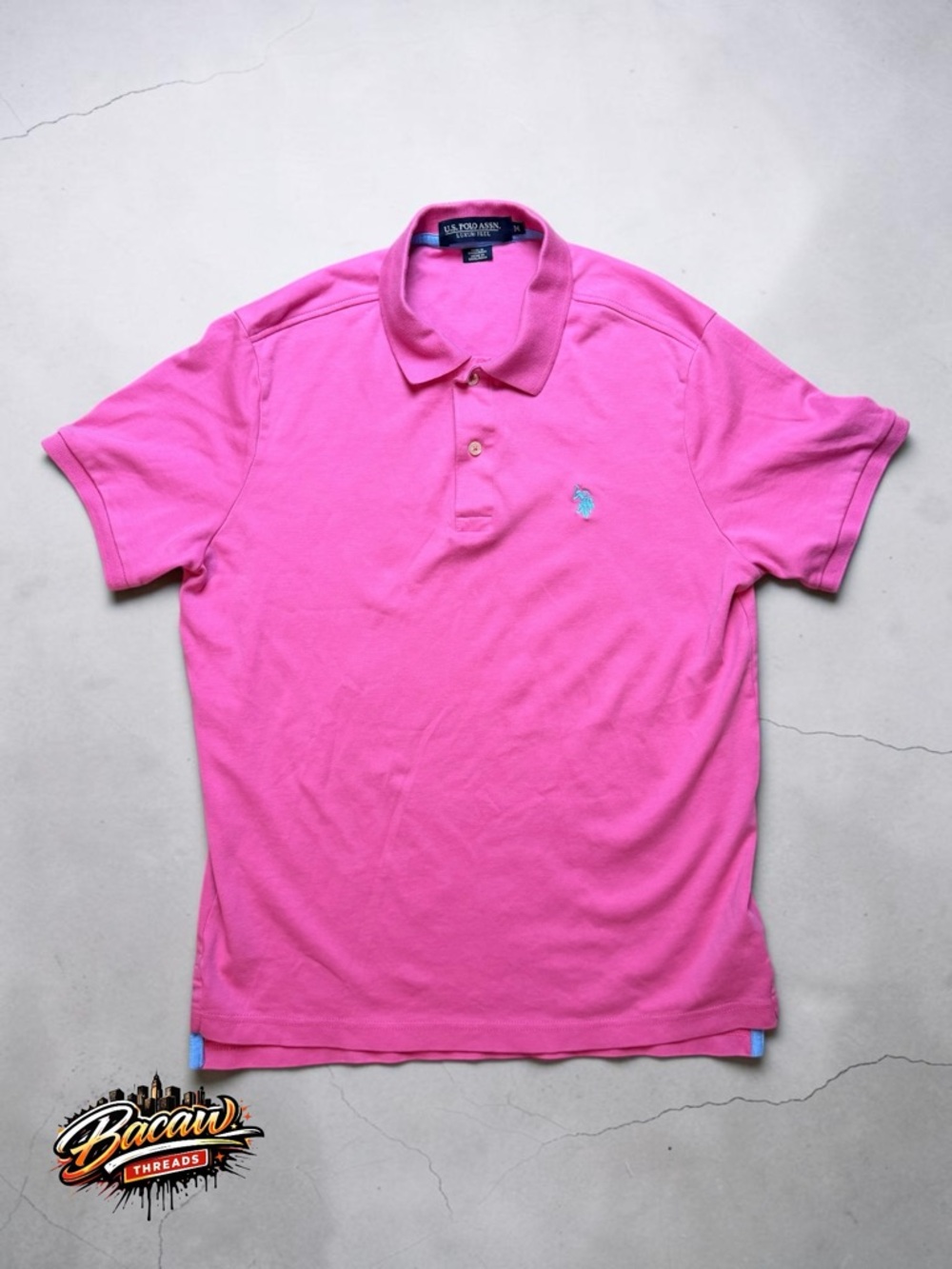 U.S. Polo Assn. Luxury Feel Men’s M Hot Pink Polo Shirt with Embroidered Pony
